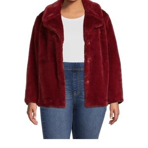 Time and Tru Women's Plus Faux Fur Cropped Jacket 3X